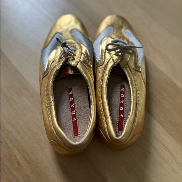 Prada Gold Sneakers- Brand New - Picture 3 of 5